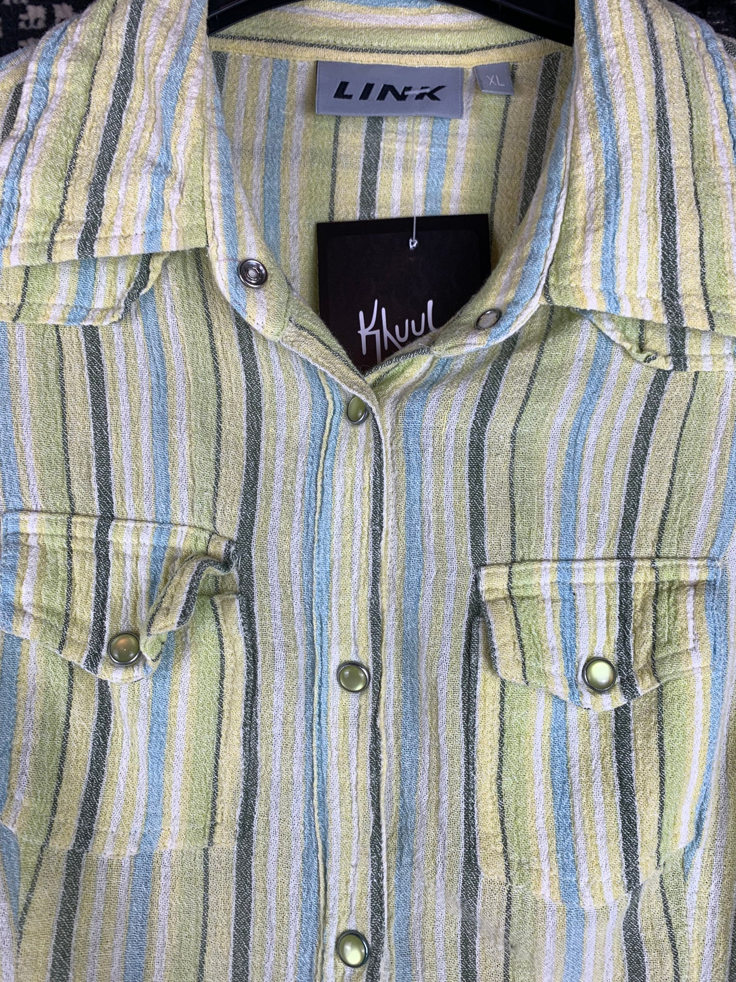 Vintage LINX Yellow Striped Button-Up Shirt