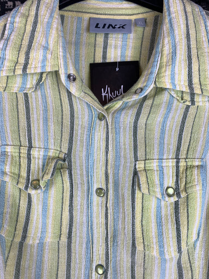 Vintage LINX Yellow Striped Button-Up Shirt