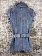 Womens Y2K Denim Belted Mini Dress