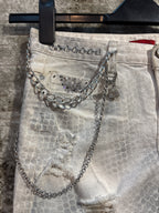 Look at Me Y2K Studded Chain Distressed Denim Mini Skirt