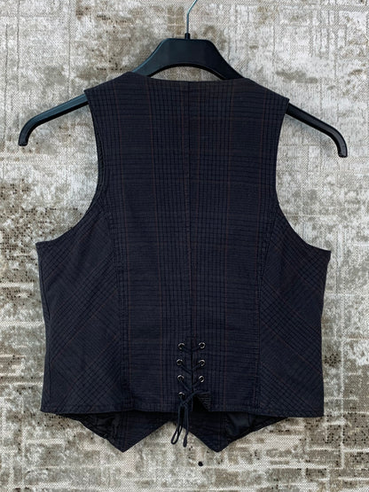 Womens Y2K KappAhl Black Checkered Vest