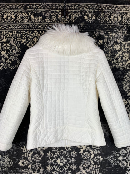 CC Y2K Women's White Quilted Zip-Up Jacket