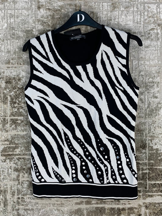 Womens Y2K Zebra Print Studded Top