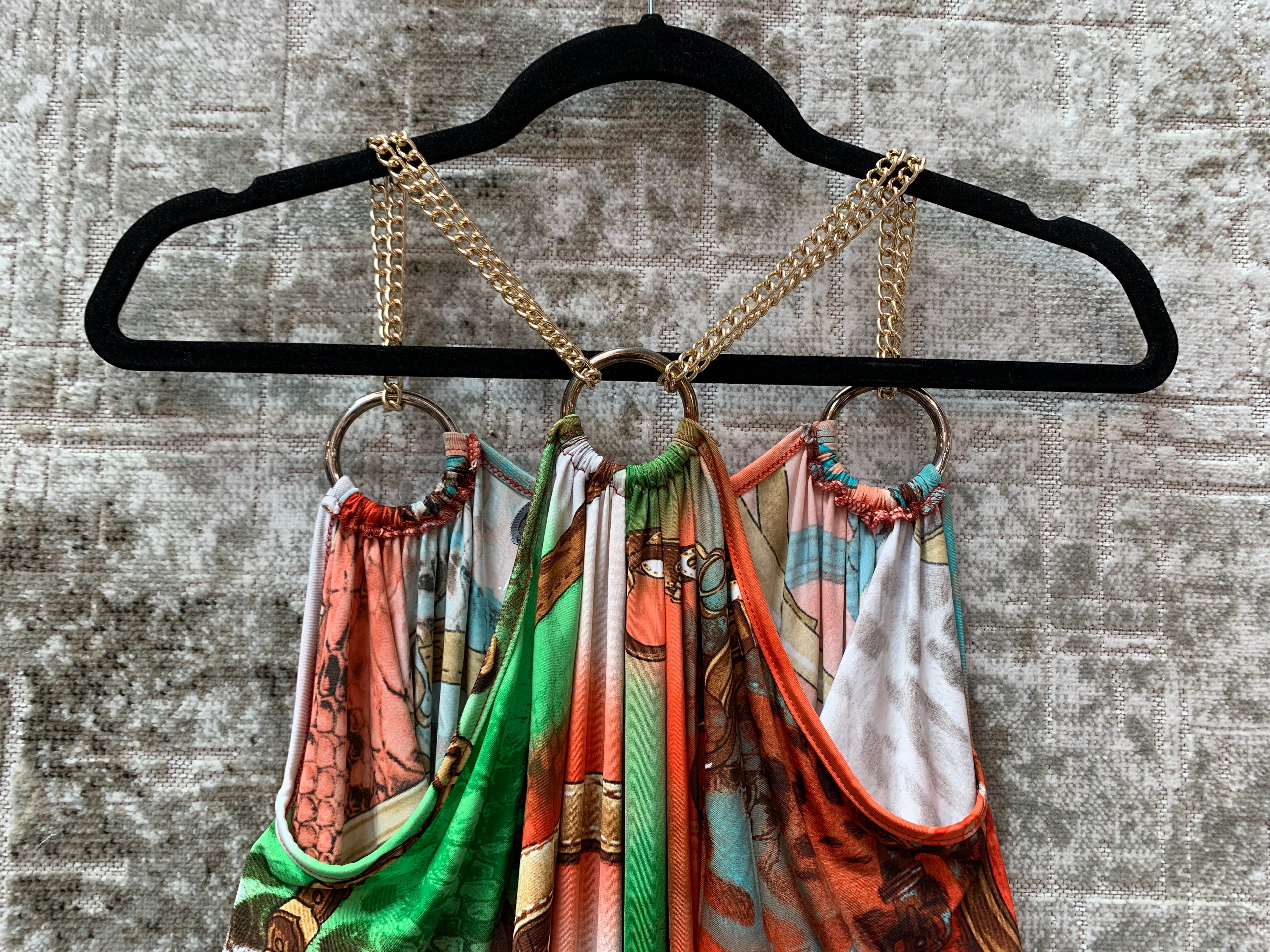 Tam Y2K Belt Print Chain-Ring Dress
