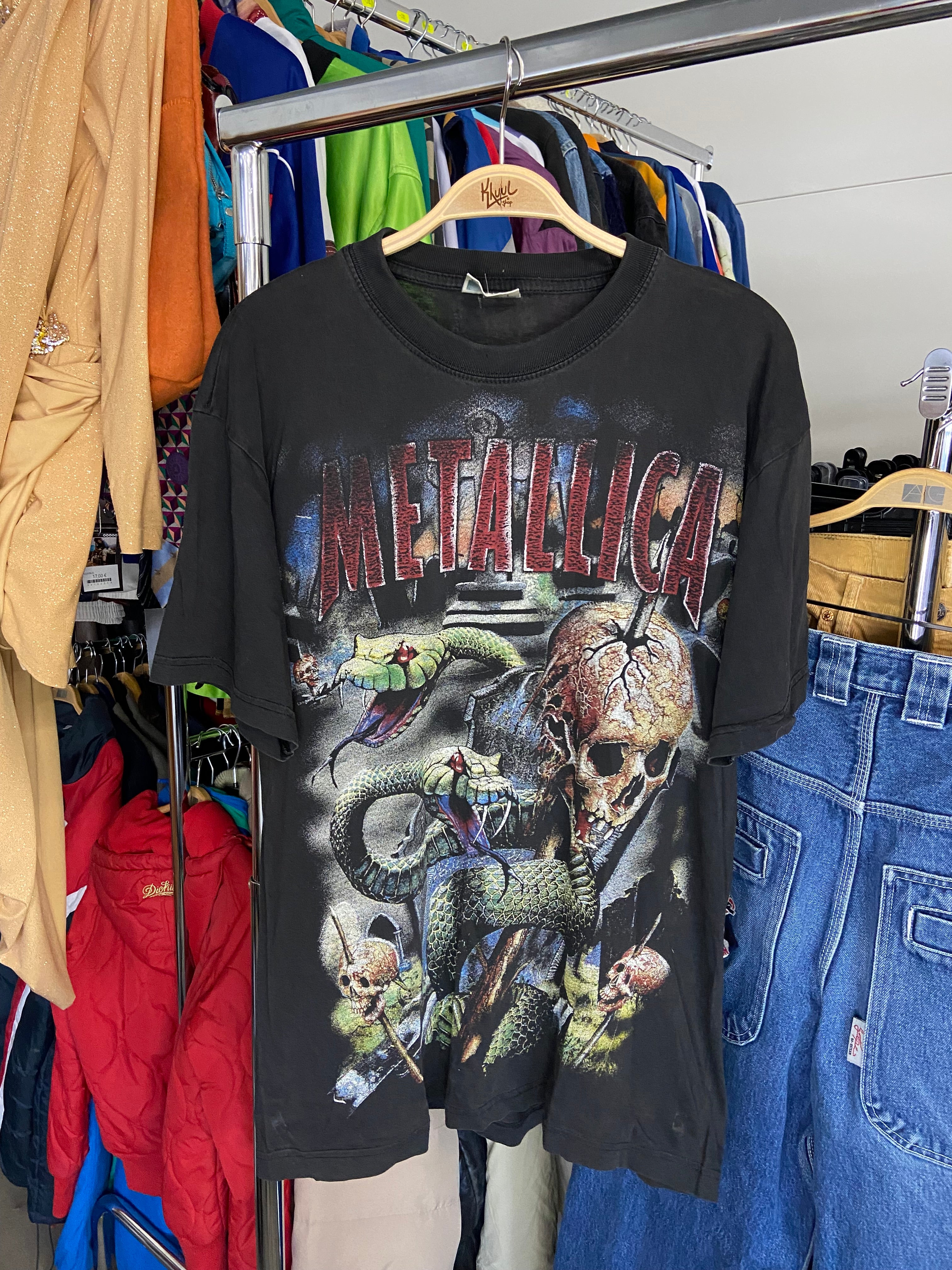 Vintage Rare Metallica Short Sleeve Shirt Mens L 90s Band Big Logo