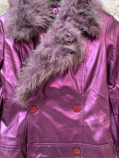 Morgan de Toi Y2K Metallic Faux Fur Collar Jacket