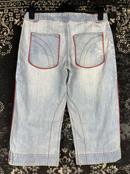 Unisex Vintage Light Blue Capri Jeans