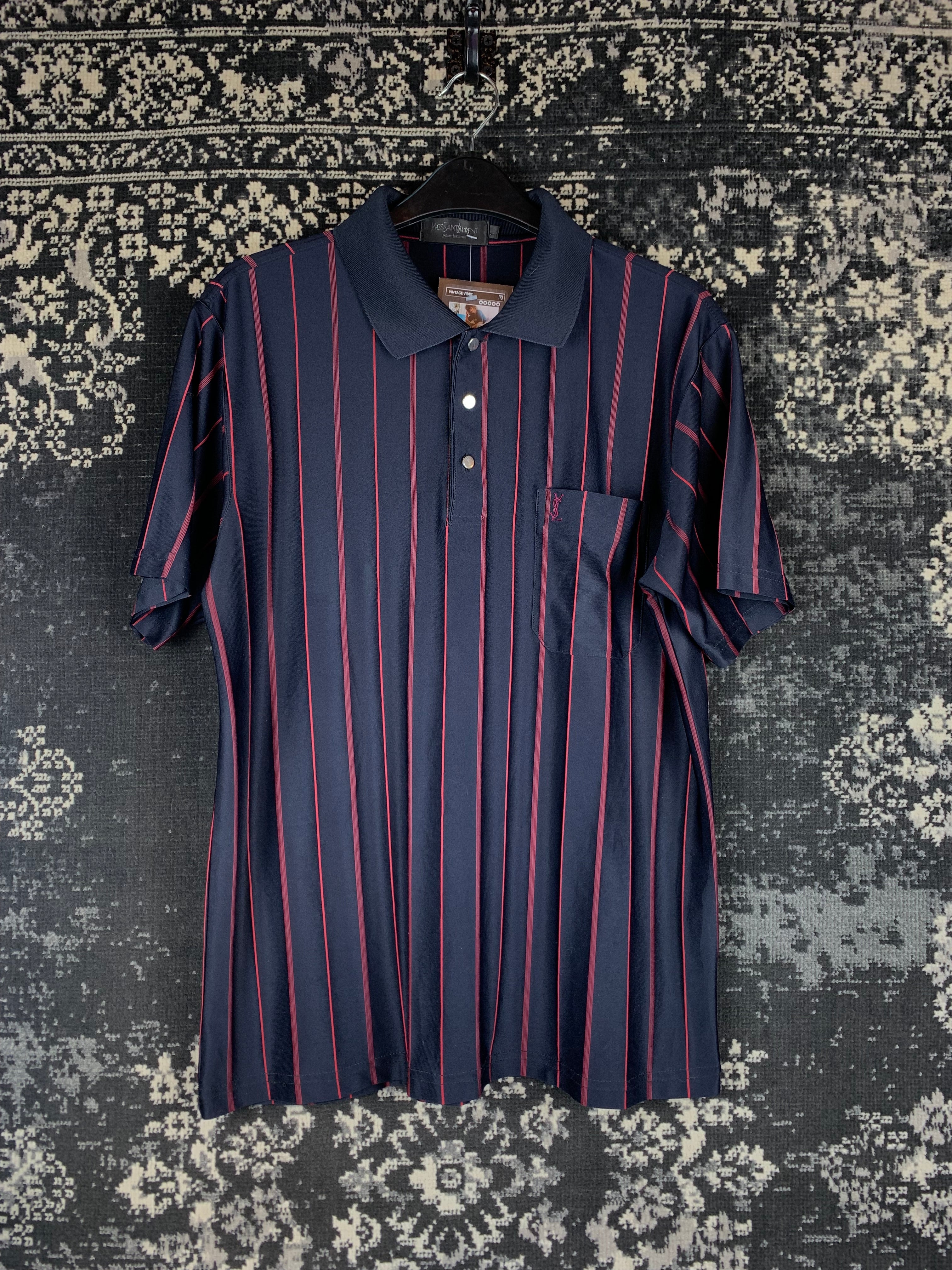 Mens Yves Saint Laurent YSL Polo Striped Shirt – Khuul