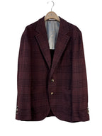 Brunello Cucinelli Plaid Check Burgundy Blazer