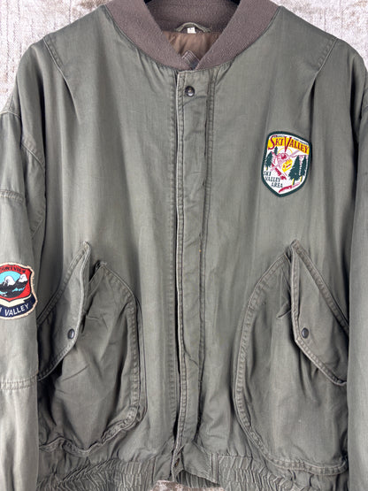 Mens Vintage Khaki Green Bomber Jacket