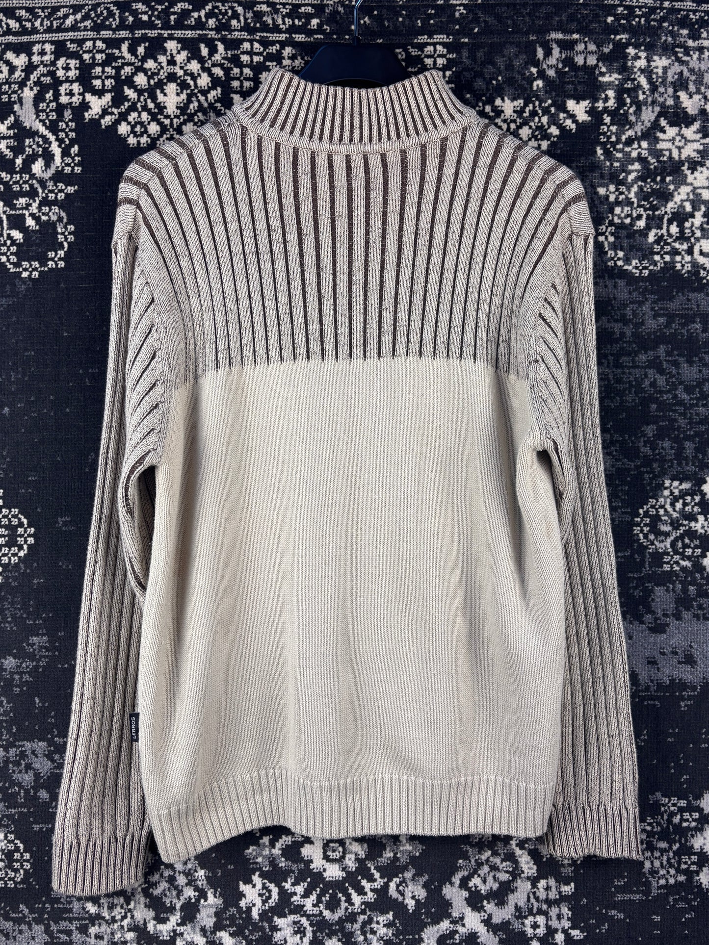 Men's Y2K Beige Half Ribbed Zip Sweater