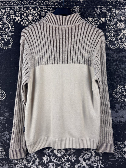 Men's Y2K Beige Half Ribbed Zip Sweater