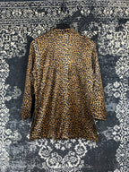 Vintage Women's Leopard Print Long Sleeve Zip-Up Jacket