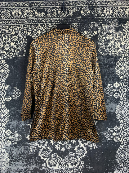 Vintage Women's Leopard Print Long Sleeve Zip-Up Jacket