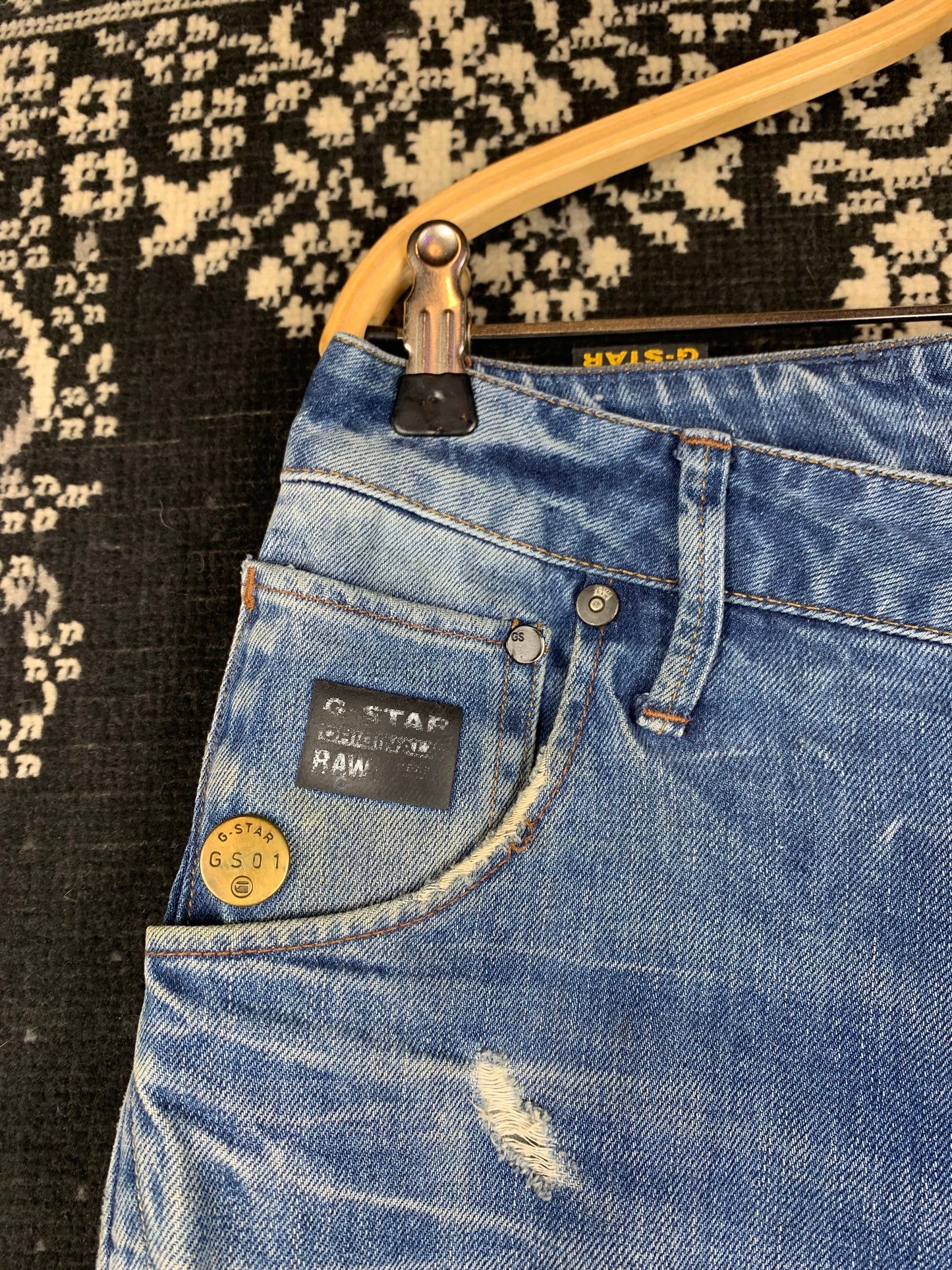 Men's Y2K G STAR RAW Light Blue Distessed Jeans