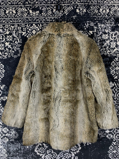 Women's Vintage Greyish Brown Faux Fur Coat