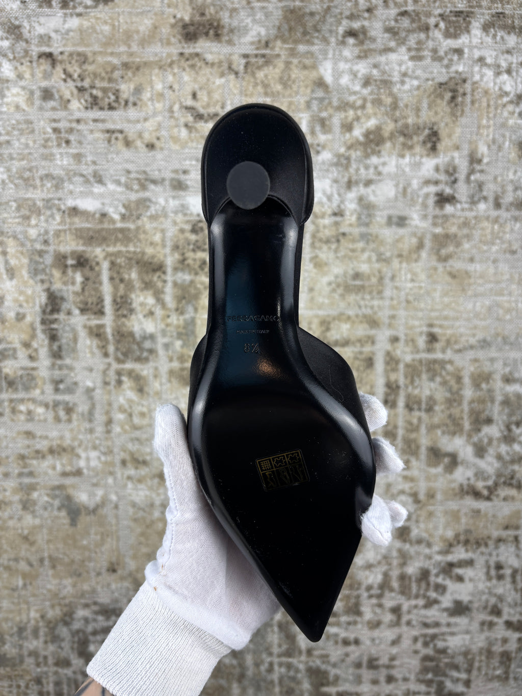Ferragamo Dana Black Satin Pumps