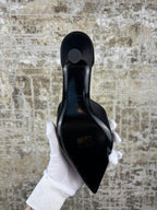 Ferragamo Dana Black Satin Pumps