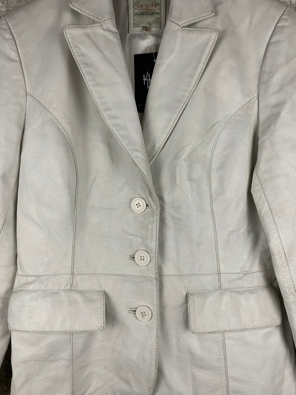Vintage LA City White Leather Jacket