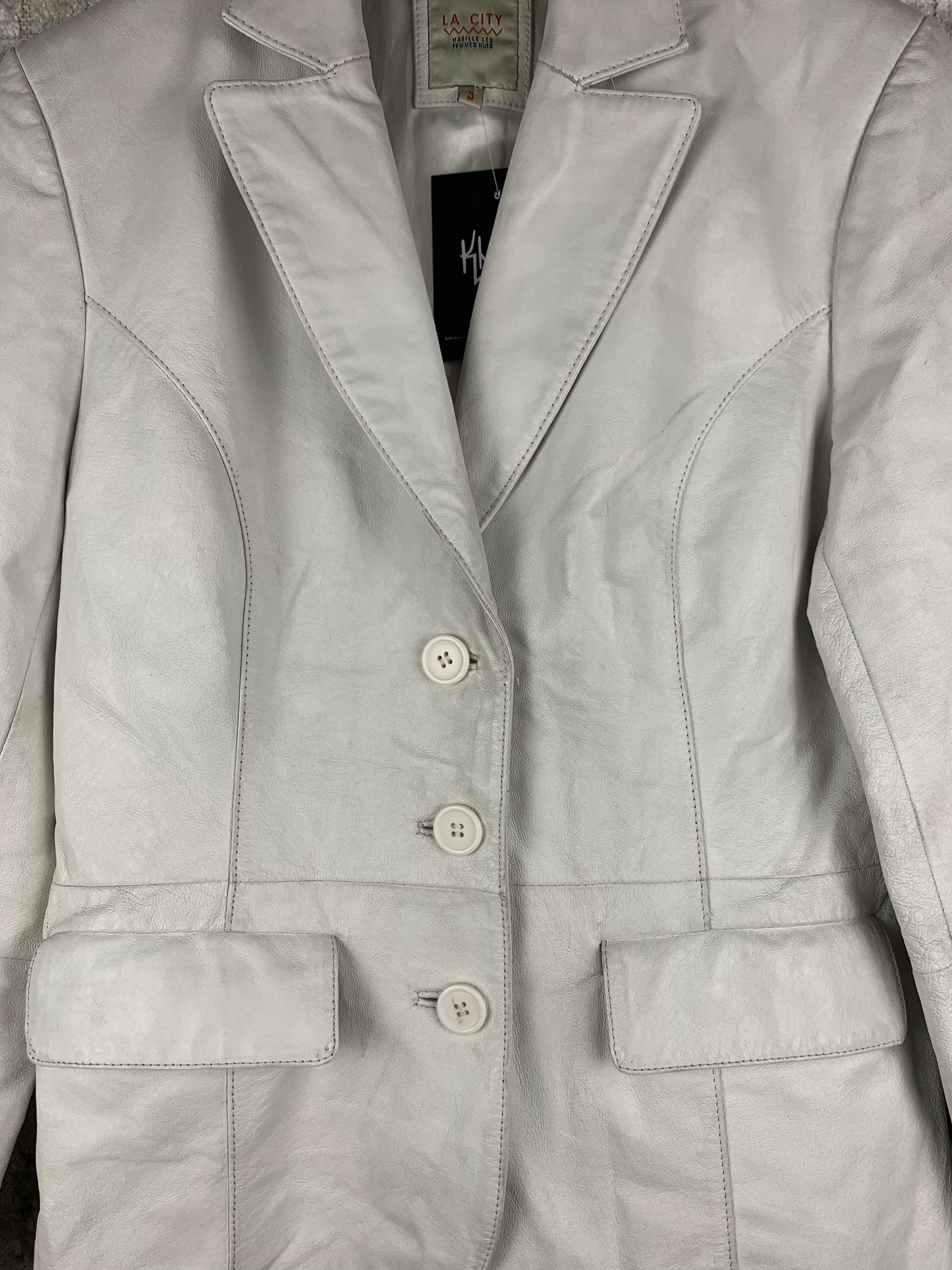 Vintage LA City White Leather Jacket