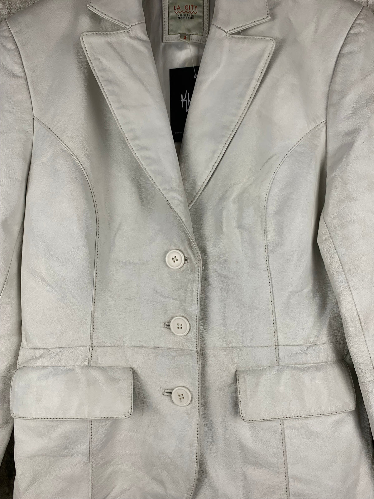 Vintage LA City White Leather Jacket