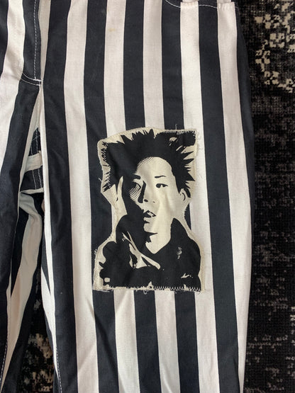 Y2K Women’s Black and White Striped Punk Jeans