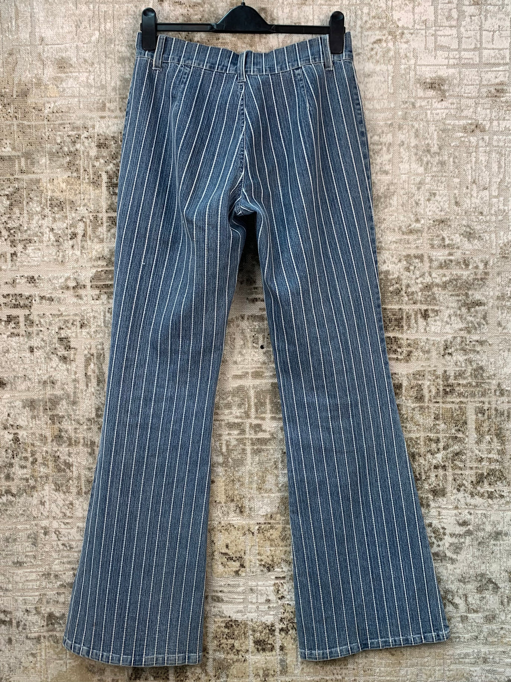 Womens Y2K Lightwash Striped Bootcut Flare Jeans