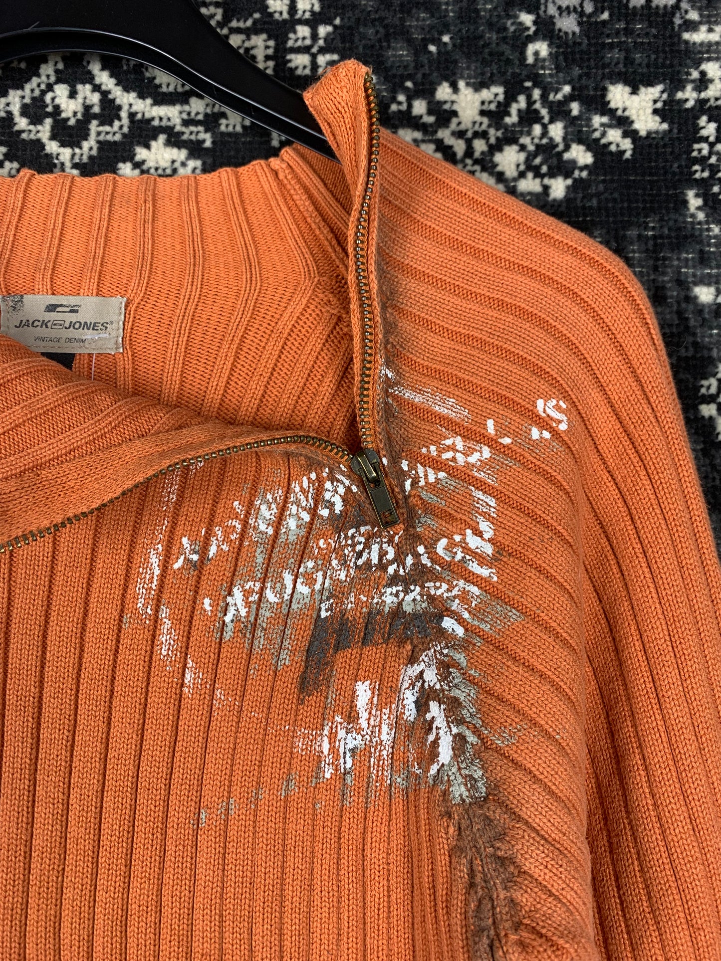 Jack & Jones Vintage Denim Y2K Style Ribbed Knit Sweater