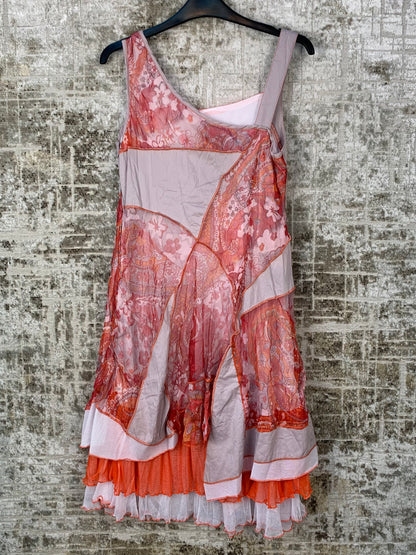Womens Y2K Patchwork Mesh Dress