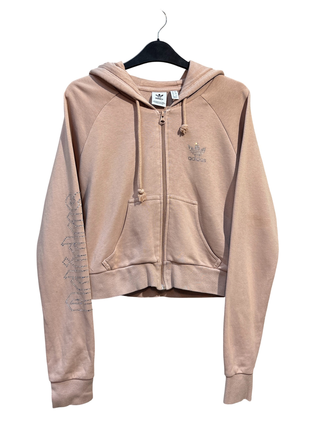 Adidas Originals Rhinestone Cropped Zip Hoodie