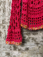 Y2K Crochet Open-Knit Tie-Front Cardigan
