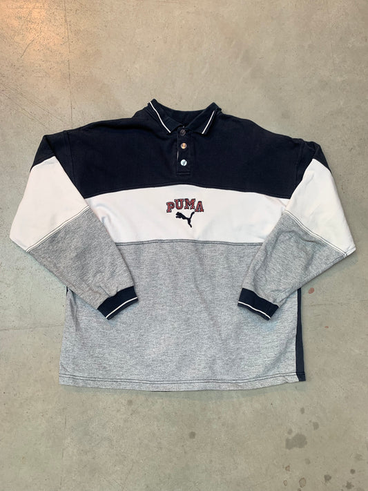 Vintage Men's Puma Colorblock Long Sleeve Sweatshirt