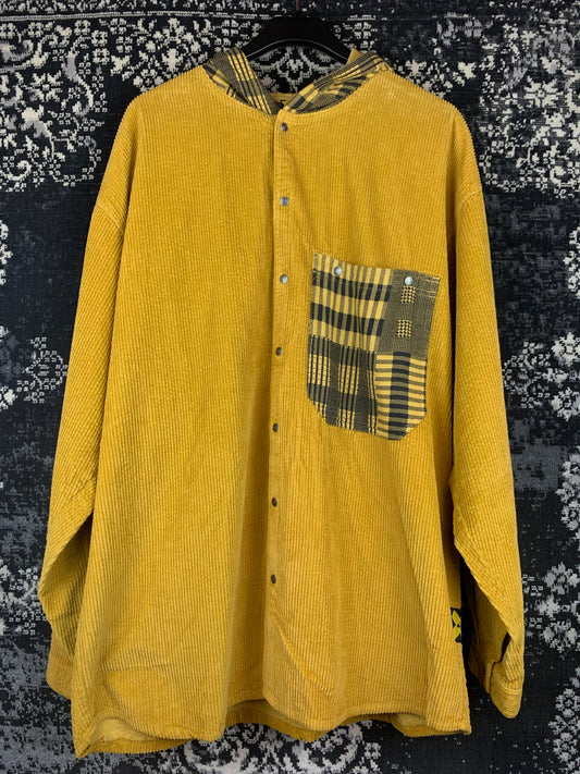 Vintage Quicksilver Corduroy Hooded Shirt Button Up Long Sleeve