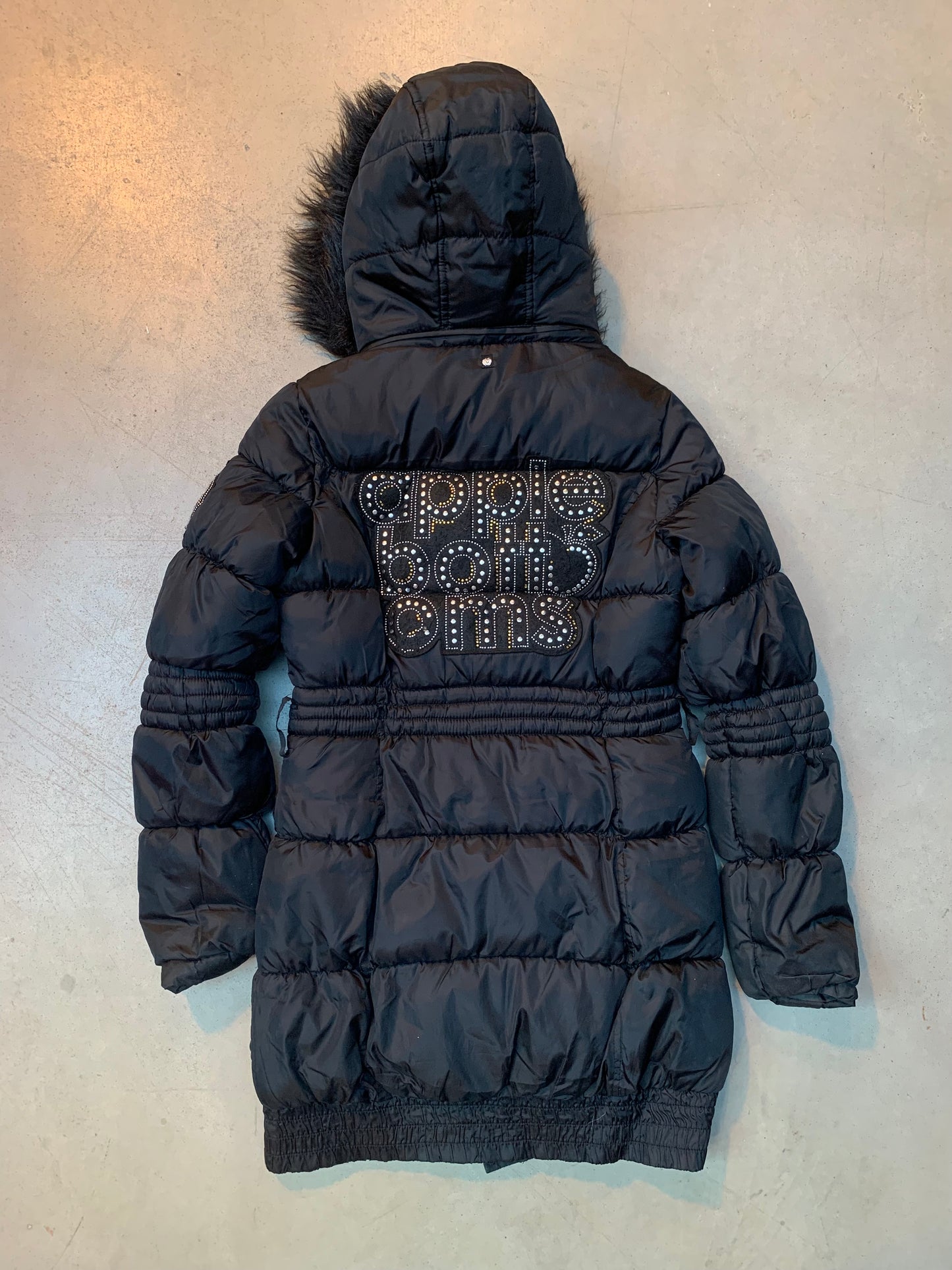 Y2K Women's Black Beaded Apple Bottoms Winter Coat
