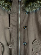 y2k mocha brown cropped jacket with fur trim