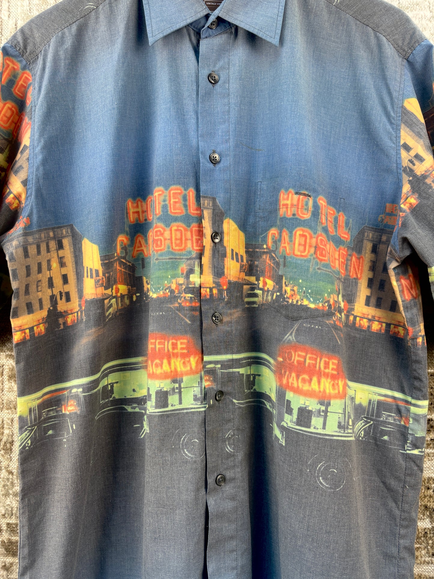Mens Vintage Graphic Button Up Shirt