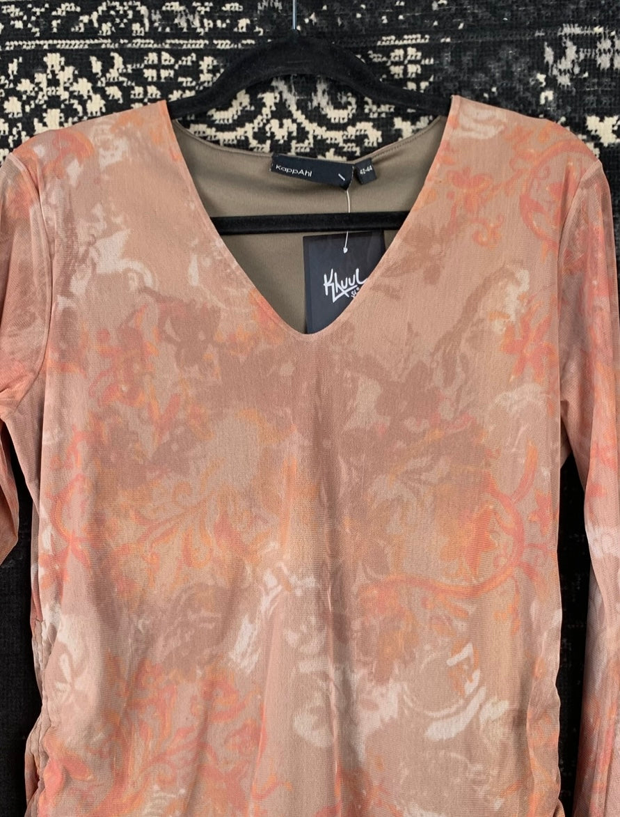 Womens Y2K Mesh Light Brown Fairy Top