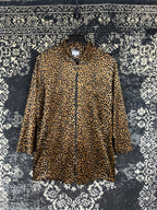 Vintage Women's Leopard Print Long Sleeve Zip-Up Jacket