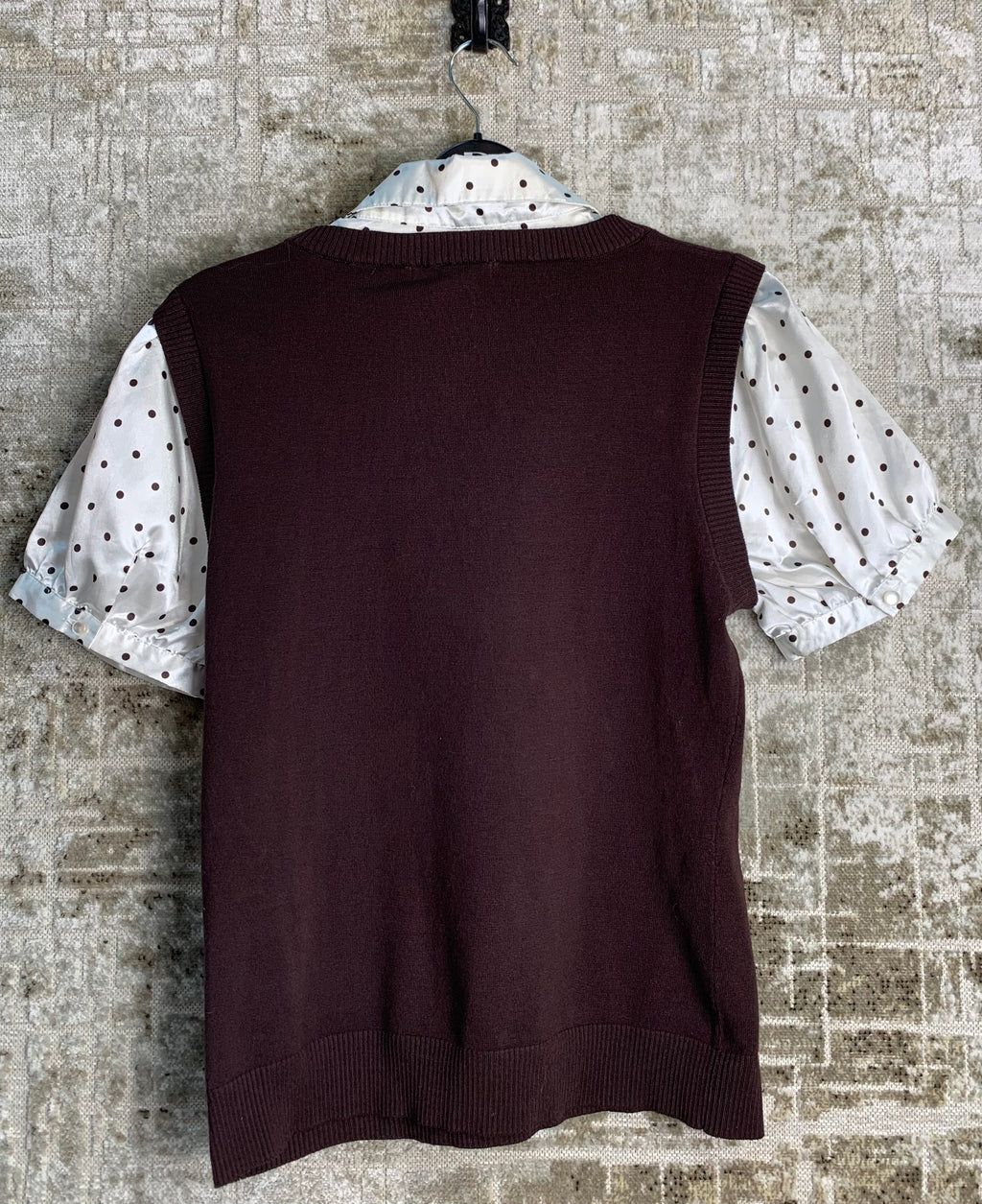 Debbie Morgan Y2K Mock-Layer Polka Dot Knit Top