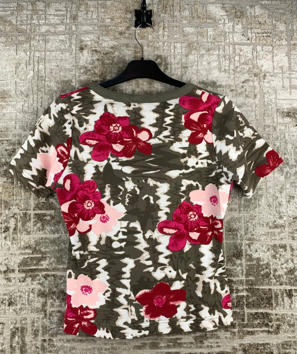 WISSMACH Womens Y2K Floral Army Pattern T Shirt