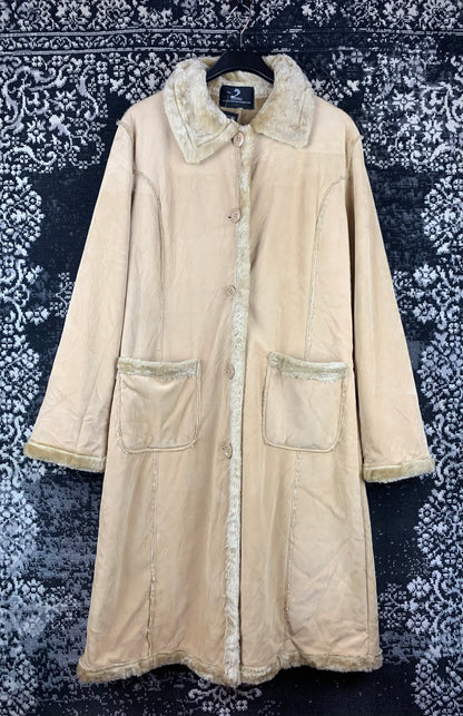 Vintage Bencogbu Faux Suede Longline Parka Coat