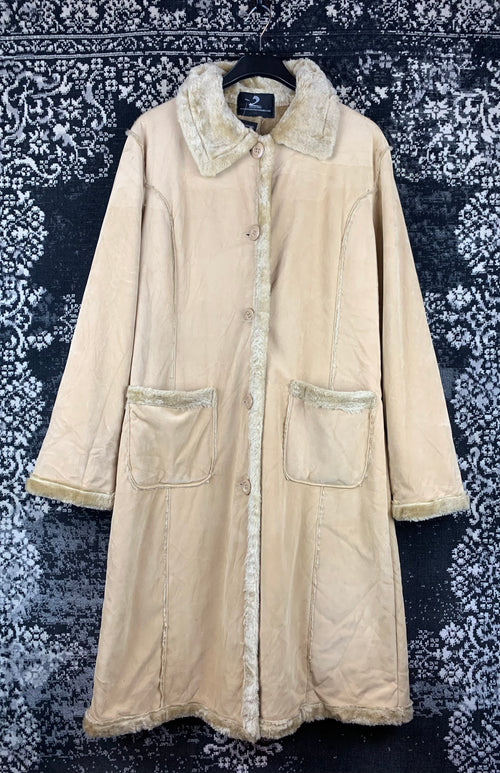 Vintage Bencogbu Faux Suede Longline Parka Coat