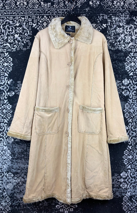 Vintage Bencogbu Faux Suede Longline Parka Coat