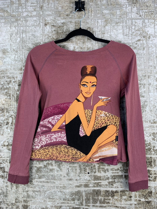 Womens Y2K Vintage Mauve Graphic Long Sleeve Top