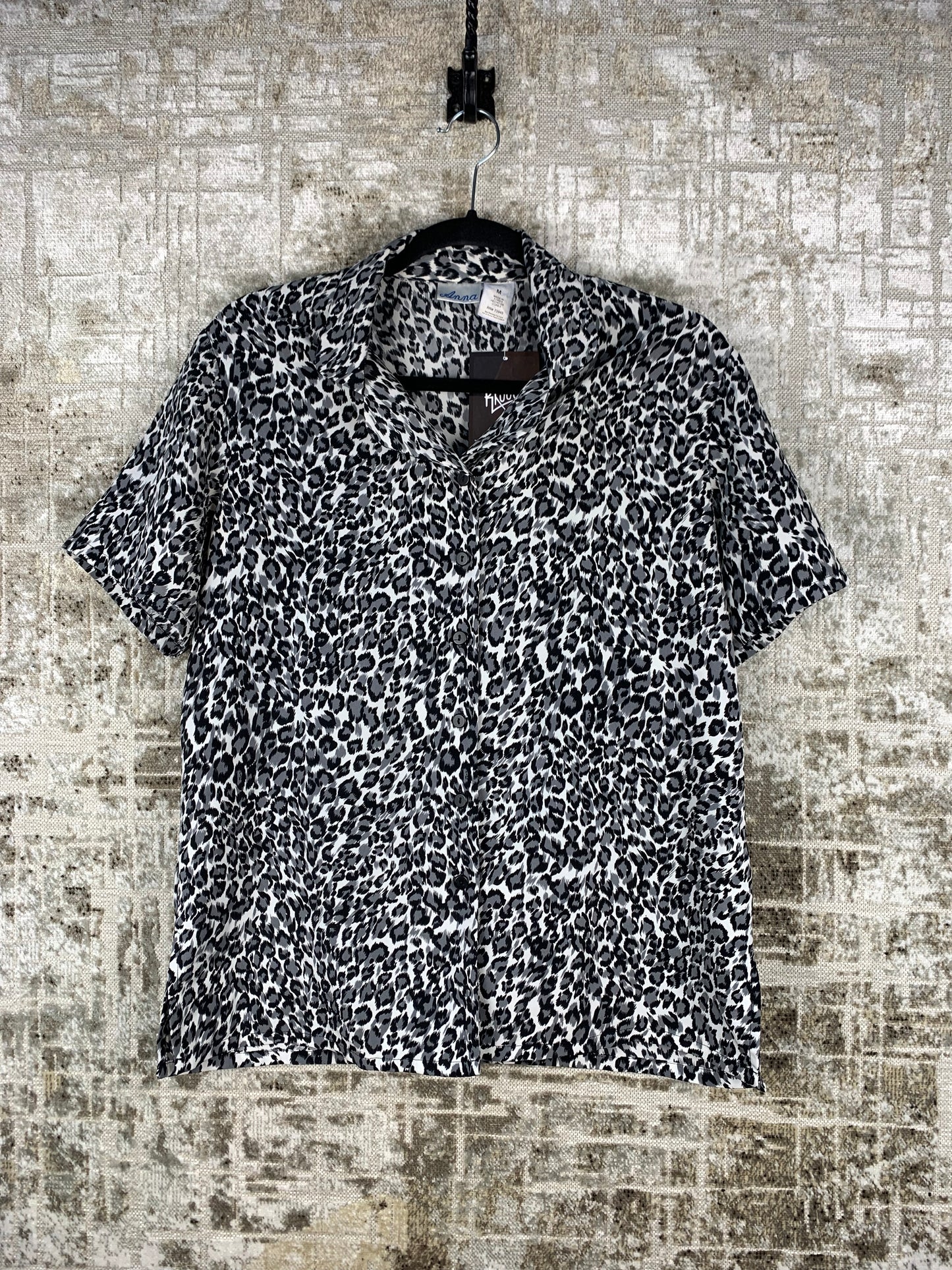 Womens Y2K Anna Leopard Print Button Up Shirt