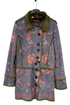 Custo Line Floral Faux Fur Trim Coat