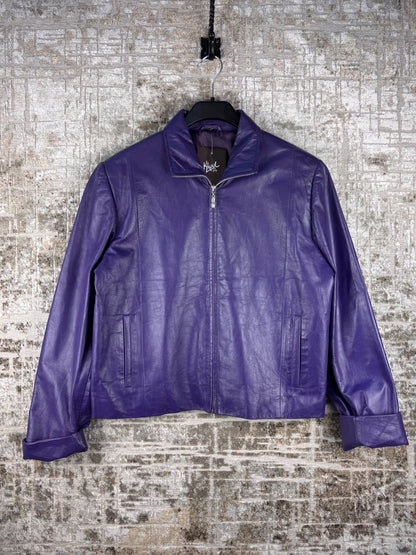 Women's Vintage Purple Leather Jacket