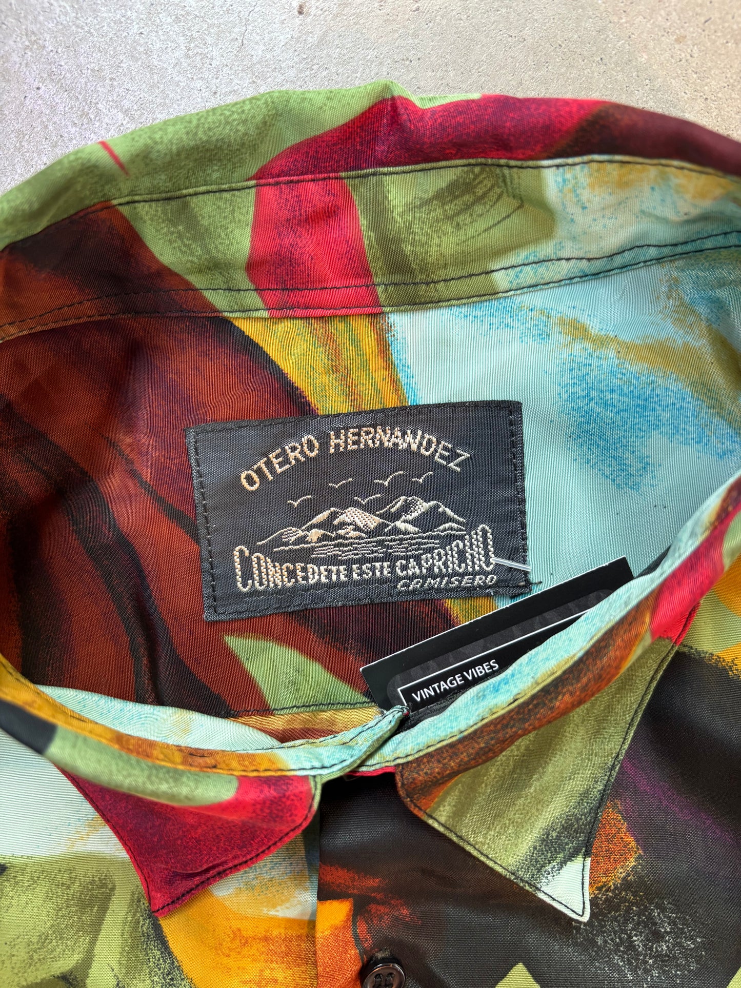 Vintage Otero Hernandez Multicolor Abstract Print Shirt