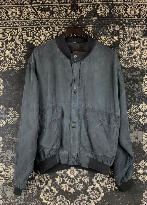Mens Vintage Silk Black Bomber