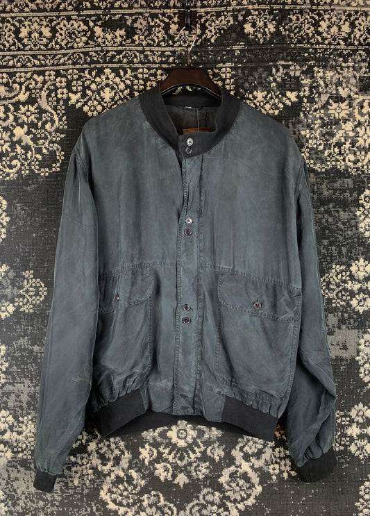 Mens Vintage Silk Black Bomber